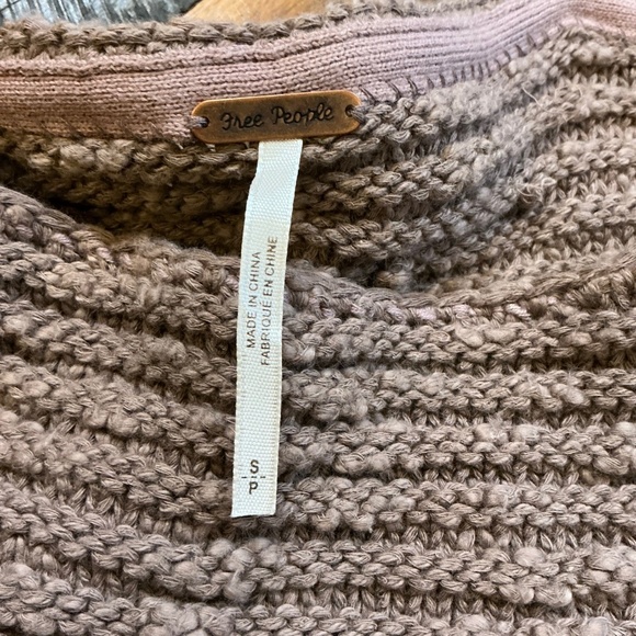 Free People Textured Knit Sweater Taupe Brown Size S - Picture 5 of 7